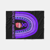 Epilepsy Awareness Purple Support Ribbon  フリースブランケット (正面(横))