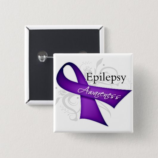 Epilepsy Awareness Ribbon 缶バッジ (正面&裏面)