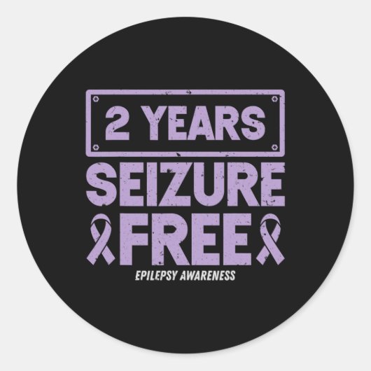 Epilepsy Awareness Ribbon 2 Years Seizure Free ラウンドシール (正面)