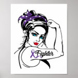 Epilepsy Awareness Rosie Riveter  Fighter Ribbon ポスター<br><div class="desc">This funny epilepsy awareness day month support design reads "fighter".The design features a rosie riveter.</div>