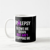 Epilepsy Awareness Slows Me Epileptic Warrior Surv コーヒーマグカップ (左)