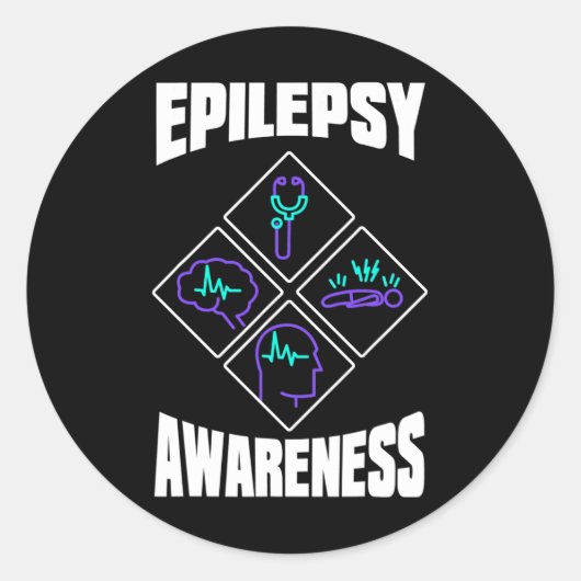 Epilepsy Awareness Specialize Epileptic Warrior Su ラウンドシール (正面)