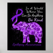 Epilepsy Awareness Sunflower Elephant Be Kind  ポスター (正面)