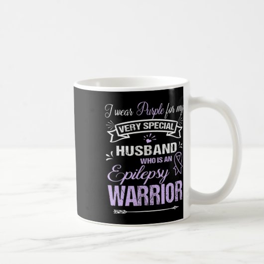Epilepsy Awareness Support Husbynd Warrior Walk Ru コーヒーマグカップ (右)