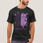 Epilepsy Awareness Support Squad Purple Brain Flow Tシャツ (正面)