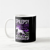 Epilepsy Awareness Unicorn Purple Ribbon Seizure D コーヒーマグカップ (左)