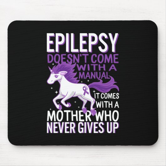 Epilepsy Awareness Unicorn Purple Ribbon Seizure D マウスパッド (正面)