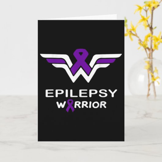 Epilepsy Awareness Warrior Support Survivor Purple カード (黄色い花)