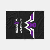 Epilepsy Awareness Warrior Support Survivor Purple フリースブランケット (正面(横))