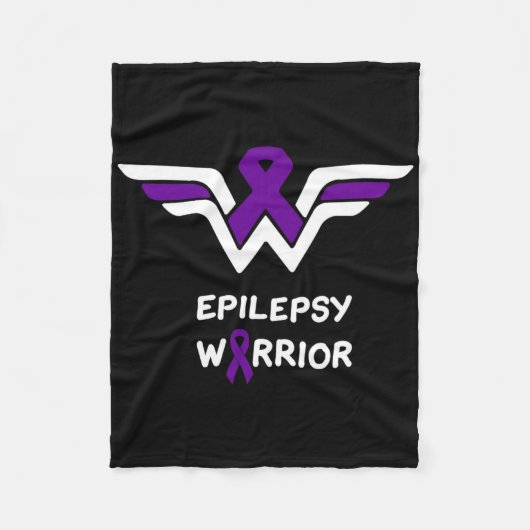 Epilepsy Awareness Warrior Support Survivor Purple フリースブランケット (正面)