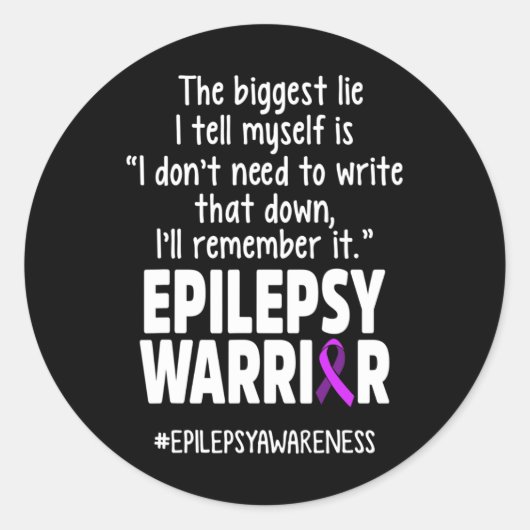 Epilepsy Awareness Write It Epileptic Warrior Surv ラウンドシール (正面)