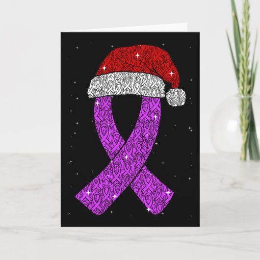 Epilepsy Christmas Hat Purple Awareness Ribbon Sei カード (正面)