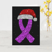 Epilepsy Christmas Hat Purple Awareness Ribbon Sei カード (黄色い花)