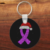 Epilepsy Christmas Hat Purple Awareness Ribbon Sei キーホルダー (正面)