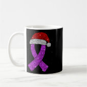 Epilepsy Christmas Hat Purple Awareness Ribbon Sei コーヒーマグカップ (左)