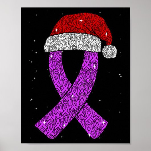 Epilepsy Christmas Hat Purple Awareness Ribbon Sei ポスター (正面)
