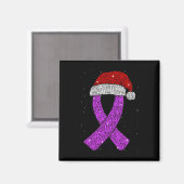 Epilepsy Christmas Hat Purple Awareness Ribbon Sei マグネット (正面/裏面)