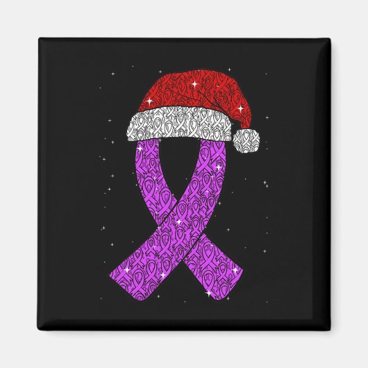 Epilepsy Christmas Hat Purple Awareness Ribbon Sei マグネット (正面)
