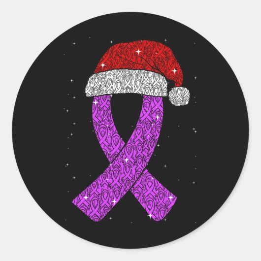 Epilepsy Christmas Hat Purple Awareness Ribbon Sei ラウンドシール (正面)