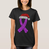 Epilepsy Christmas Hat Purple Awareness Ribbon Sei Tシャツ (正面)