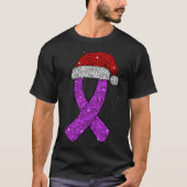 Epilepsy Christmas Hat Purple Awareness Ribbon Sei Tシャツ (正面)