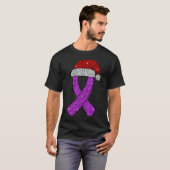 Epilepsy Christmas Hat Purple Awareness Ribbon Sei Tシャツ (正面フル)