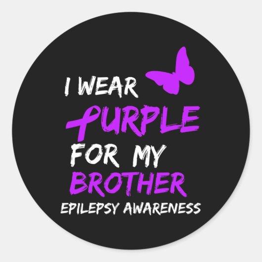 Epilepsy I Wear Purple For My Brother Ribbon  ラウンドシール (正面)