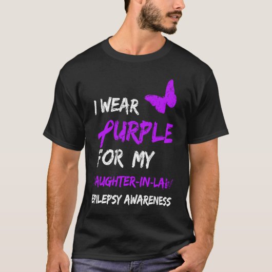 Epilepsy I Wear Purple For My Daughter In Law Ribb Tシャツ (正面)