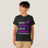 Epilepsy I Wear Purple For My Husbynd Ribbon  Tシャツ (正面フル)