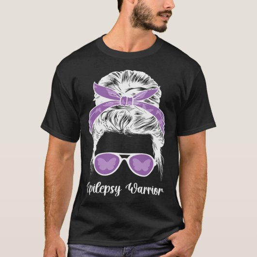 Epilepsy Warrior Messy Bun Epilepsy Awareness Mont Tシャツ (正面)