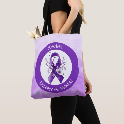Epilepsy Warrior | Purple Awareness Ribbon トートバッグ (クローズアップ)