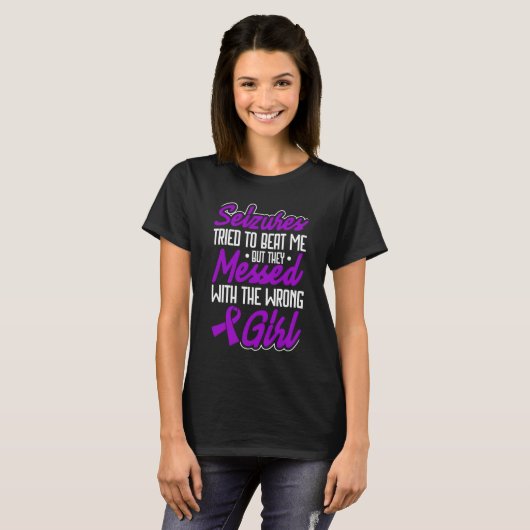 Epilepsy Warrior Purple Ribbon Epilepsy Awareness Tシャツ (正面フル)