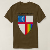 Episcopal Church Shield with Rainbow Pride Vertica Tシャツ (デザイン正面)