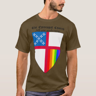 Episcopal Church Shield with Rainbow Pride Vertica Tシャツ