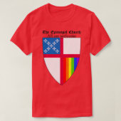 Episcopal Church Shield with Rainbow Pride Vertica Tシャツ (デザイン正面)