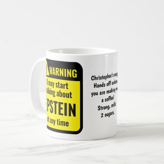 EPSTEIN Funny Personalized Warning コーヒーマグカップ (正面左)