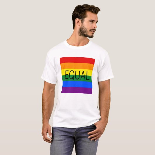 EQUAL ゲイ プライド フラッグ Tシャツ (正面フル)
