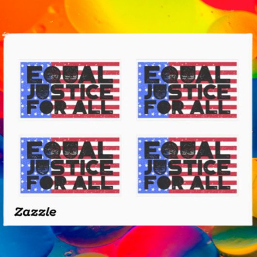 Equal Justice For All - American Flagスタンプ 長方形シール