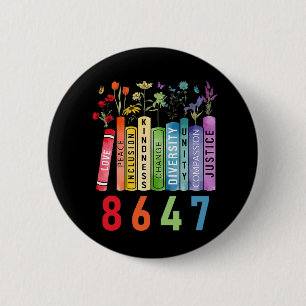 Equal Rights Bookフラワーアンチトランプフェミニスト女性 缶バッジ
