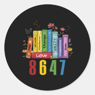 Equal Rights Book Flowers 8647 Trump Feminist Wome ラウンドシール
