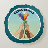 Equal Rights Rainbow Flower-Diverse and Unity ラウンドクッション (正面)