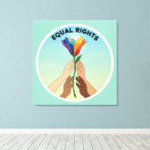 Equal Rights Rainbow Flower – Diversity and Unity キャンバスプリント (インサイチュ (ウッドフロア))