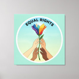 Equal Rights Rainbow Flower – Diversity and Unity キャンバスプリント