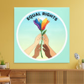 Equal Rights Rainbow Flower – Diversity and Unity キャンバスプリント (インサイチュ (リビング))