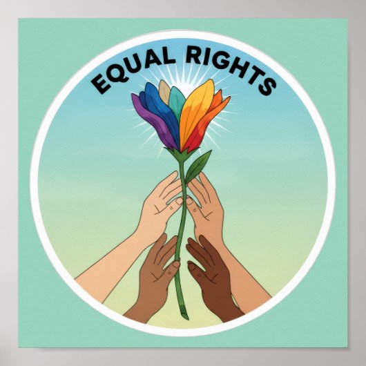 Equal Rights Rainbow Flower – Diversity and Unity ポスター (正面)