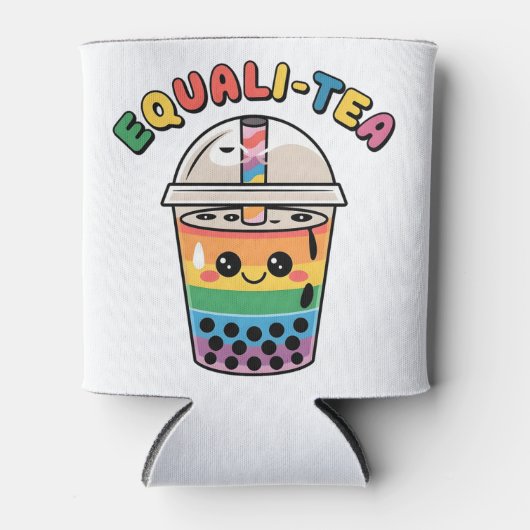 Equali-Tea Funny LGBTQ Bubble Tea Pride Month 缶クーラー (正面)