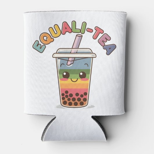 Equali-Tea Funny LGBTQ Bubble Tea Pride Month 缶クーラー (正面)