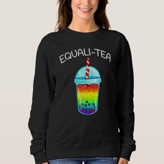Equali - Tea Rainbow Cute Boba Bubble Tea - Lgbtq スウェットシャツ (正面)