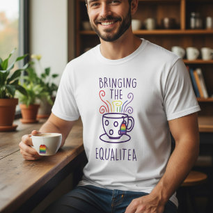 Equaliteaで平等を LGBTQ プライド ティーカップ Tシャツ