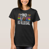 Equality Afro Black Pride LGBT Rainbow No Human Is Tシャツ (正面)